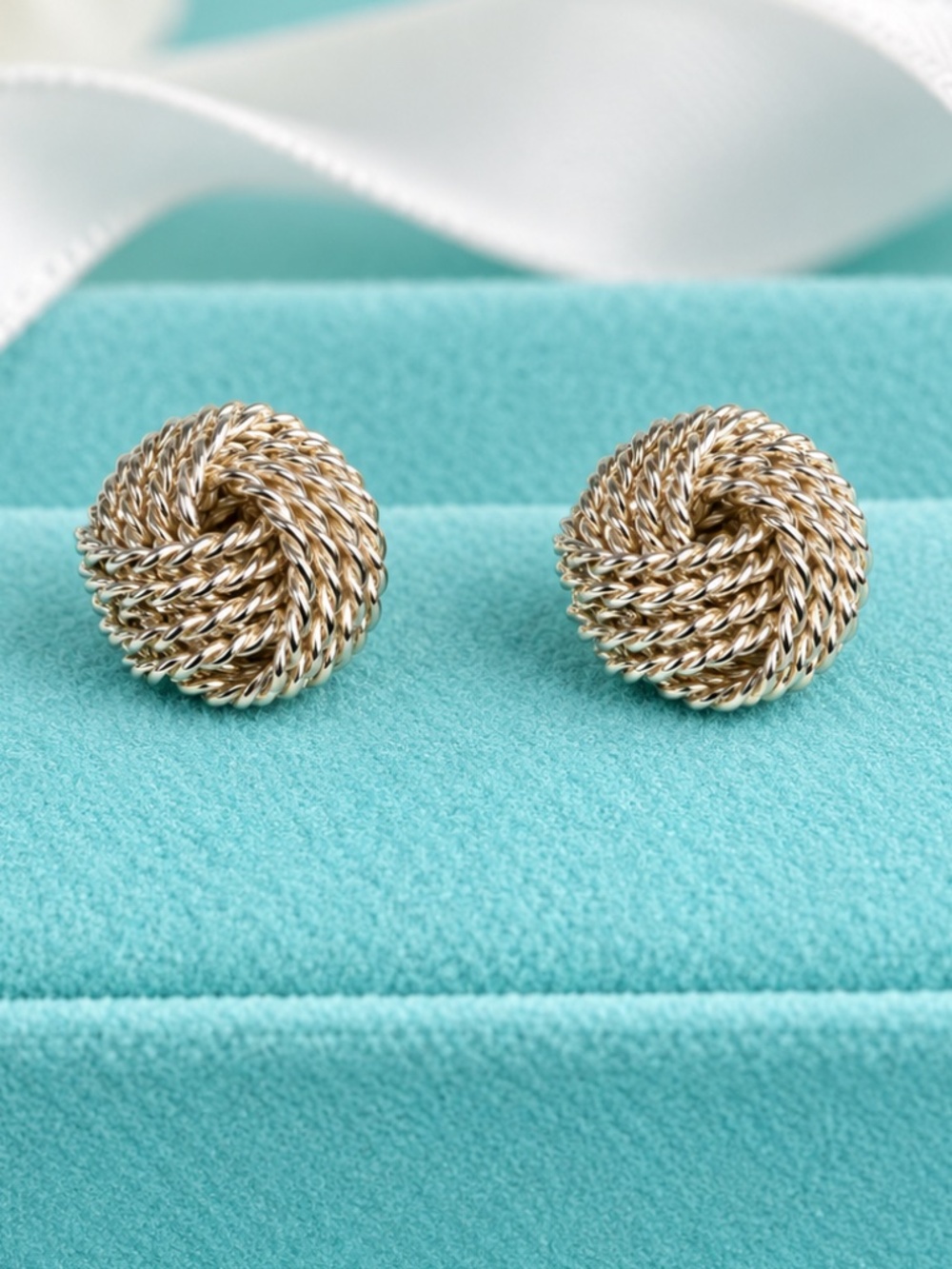 Tiffany & Co. Somerset Knot Sterling Silver Stud Earrings 925 Retired